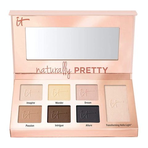 IT Cosmetics Naturally Pretty Essentials - Luxe Eyeshadow Palette - Travel Size - 6 Matte Shades & 1 Transforming Satin Shade - with Anti-Aging Hydrolyzed Collagen, Silk & Peptides - 0.092 Oz