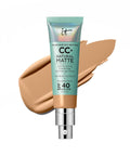 IT Cosmetics CC+ Cream Natural Matte Foundation with SPF 40 - Shine-Reducing & Long-Wear Full Coverage Foundation for Oily Skin - with Hyaluronic Acid - Fragrance Free & Non-Comedogenic - 1.08 Fl Oz