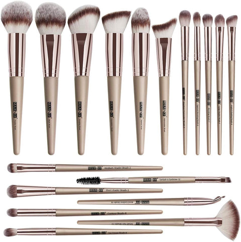 Makeup Brushes, 18 Pcs Professional Premium Synthetic Make up Brushes, Foundation Powder Concealers Eye Shadows Makeup Brush Set (Champagne Gold)