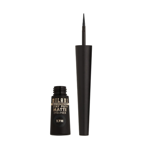 Milani Stay Put Matte Liquid Eyeliner - Black, Waterproof, 17H Wear, Cruelty-Free, Vegan, Smudgeproof, Long Lasting