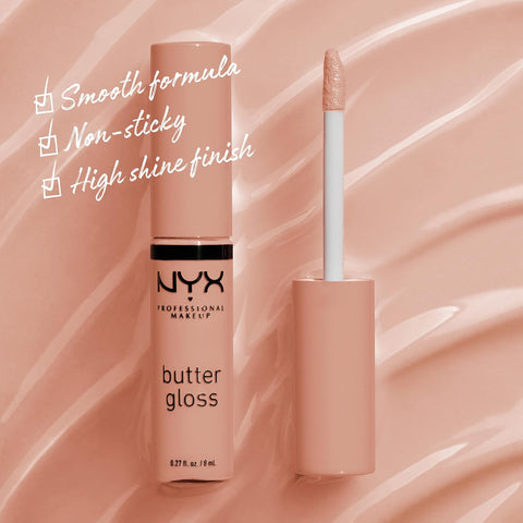 NYX PROFESSIONAL MAKEUP Butter Gloss, Non-Sticky Lip Gloss - Madeleine (Mid-Tone Nude)