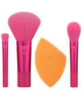 Real Techniques 4 Piece Face Base Makeup Brush Set, for Concealer, Foundation, Contour, & Setting Powder, Makeup Brushes for Blending & Buffing, & Sculpting, Travel Friendly, Gift Set, Cruelty-Free