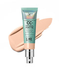 IT Cosmetics CC+ Cream Natural Matte Foundation with SPF 40 - Shine-Reducing & Long-Wear Full Coverage Foundation for Oily Skin - with Hyaluronic Acid - Fragrance Free & Non-Comedogenic - 1.08 Fl Oz