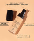 Milani Conceal + Perfect 2-In-1 Foundation + Concealer - Creamy Vanilla (1 Fl. Oz.) Cruelty-Free Liquid Foundation - Cover Under-Eye Circles, Blemishes & Skin Discoloration for a Flawless Complexion