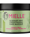 Mielle Organics Rosemary Mint Strengthening Hair Masque, Essential Oil & Biotin Deep Treatment, Miracle Repair for Dry, Damaged, & Frizzy Hair, 12 Ounces