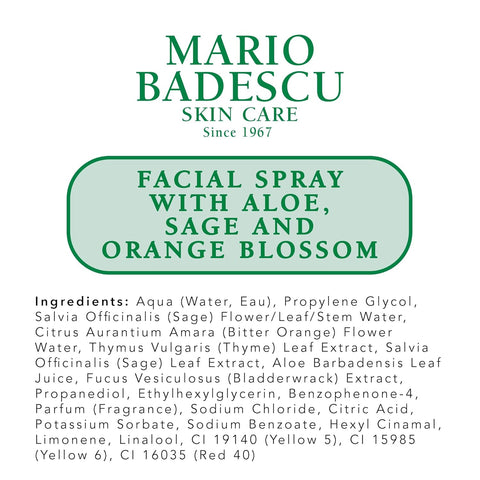 Mario Badescu Facial Spray with Aloe, Sage and Orange Blossom for All Skin Types | Face Mist That Hydrates & Uplifts