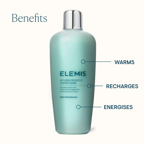 ELEMIS Aching Muscle Super Soak | Musclease Natural Foaming Bath Milk Warms, Recharges, and Energizes Tired, Overworked Muscles Post-Workout | 400 Ml