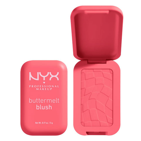 NYX PROFESSIONAL MAKEUP Buttermelt Powder Blush, Fade and Transfer-Resistant Blush, up to 12HR Make up Wear, Vegan Formula - Butta with Time