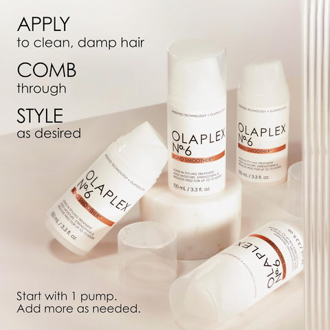 Olaplex No. 6 Bond Smoother, Leave-In Styling Hair Cream Treatment, Smooths, Conditions, & Strengthens, Frizz Control for up to 72 Hours, for All Hair Types, 3.3 Fl Oz