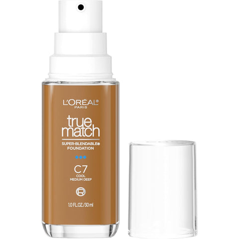 True Match Super-Blendable Foundation, Medium Coverage Liquid Foundation Makeup, N3, Light Medium, 1 Fl Oz