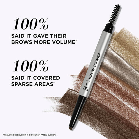 IT Cosmetics Brow Power Eyebrow Pencil - Universal Shades - Long-Lasting, Budge-Proof Formula - with Biotin - Natural-Looking Brows - Built-In Spoolie Brush