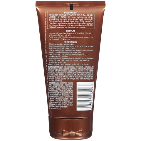 Sublime Bronze Tinted Self Tanning Lotion, Medium Natural Tan 5 Fl. Oz