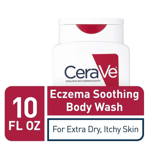 Cerave Soothing Body Wash for Dry Skin | Shower Oil for Sensitive, Dry, Itchy, and Eczema-Prone Skin | Fragrance Free & Paraben Free & Sulfate Free | 10 Oz