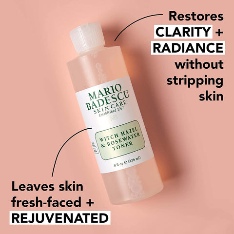 Mario Badescu Alcohol Free Witch Hazel Facial Toner for Aging Skin, Infused with Lavender/Rose Water and Aloe Vera, Face Toner for Combination or Dry Skin, 8 Fl Oz