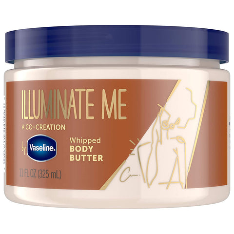 Vaseline Illuminate Me Shea Butter Whipped Body Butter for Melanin Rich Skin Provides 24 Hour Moisturization for Dry Skin 11 Oz