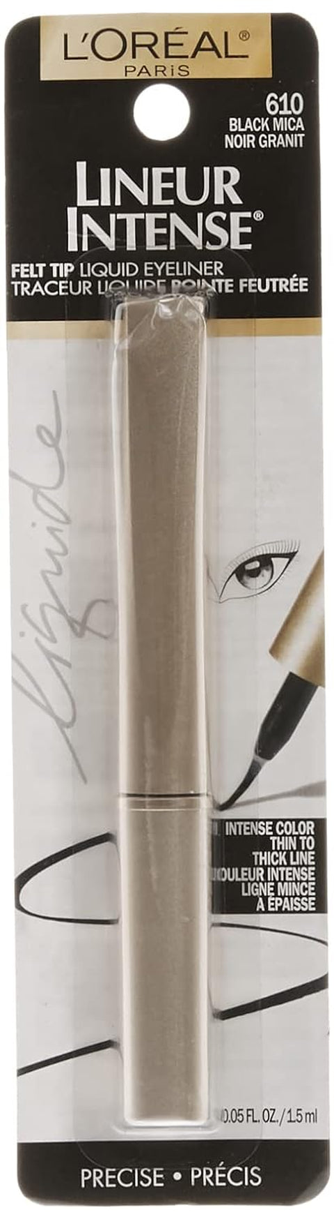 Makeup Lineur Intense Felt Tip Liquid Eyeliner, Liquid Eyeliner, Felt Tip Applicator, Precise Bold Lines, Intense Color, Ophthalmologist-Tested, Fragrance-Free, Black Mica, 0.05 Fl; Oz.