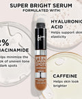 IT Cosmetics Bye Bye Dark Spots Concealer + Brightening Serum – 2% Niacinamide, Hyaluronic Acid & Caffeine - Medium Coverage, Natural Finish, All Skin Types - 0.22 Fl Oz