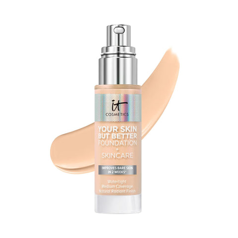 IT Cosmetics Your Skin but Better Foundation + Skincare - Hydrating Medium Buildable Coverage - Minimizes Pores & Imperfections - Natural Radiant Finish - with Hyaluronic Acid - 1.0 Fl Oz