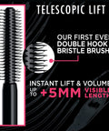 Telescopic Lift Mascara, Lengthening and Volumizing Eye Makeup, Lash Lift with up to 36HR Wear, Washable, Blackest Black, 0.33 Fl Oz