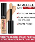 Makeup Infallible Full Wear Waterproof Matte Concealer, Full Coverage, Porcelain, 0.33 Fl. Oz.