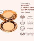 Charlotte Tilbury Mini Airbrush Flawless Finish Setting Pressed Compact Makeup Face Powder for Women - 2 Medium