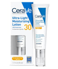 Cerave Ultra-Light Moisturizing Lotion with SPF 30| Daily Face Moisturizer with SPF | Formulated with Hyaluronic Acid & Ceramides | Broad Spectrum SPF | Oil Free | Matte Finish | 1.7 Ounce