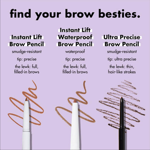 , Instant Lift Brow Pencil, Dual-Sided, Precise, Fine Tip, Shapes, Defines, Fills Brows, Contours, Combs, Tames, Neutral Brown, 0.006 Oz