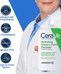 Cerave Hydrating Cream to Foam Cleanser | Makeup Remover Face Wash for Dry Skin | Foaming Facial Cleanser with Hyaluronic Acid | Normal to Dry Skin | Fragrance Free & Non Comedogenic | 19 Fluid Ounce