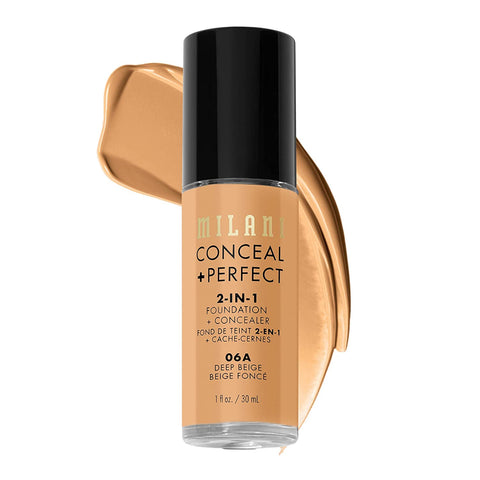 Milani Conceal + Perfect 2-In-1 Foundation + Concealer - Creamy Vanilla (1 Fl. Oz.) Cruelty-Free Liquid Foundation - Cover Under-Eye Circles, Blemishes & Skin Discoloration for a Flawless Complexion