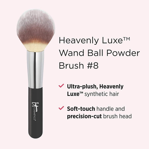 IT Cosmetics Heavenly Luxe Wand Ball Powder Brush #8 - for Face Powder Foundation - Poreless, Flawless Application - Soft Bristles