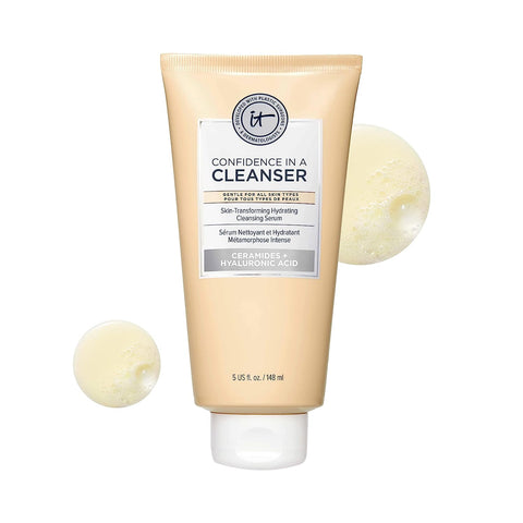 IT Cosmetics Confidence in a Cleanser - Hydrating Face Wash with Hyaluronic Acid & Ceramides - Supports Skin Barrier - Removes Makeup, Oil, and SPF - All Skin Types