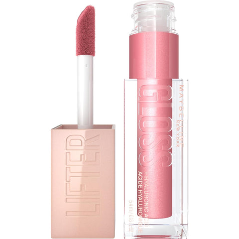 Maybelline Lifter Gloss, Hydrating Lip Gloss with Hyaluronic Acid, Ice, Pink Neutral, 0.18 Ounce