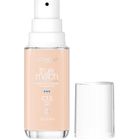 True Match Super-Blendable Foundation, Medium Coverage Liquid Foundation Makeup, N3, Light Medium, 1 Fl Oz