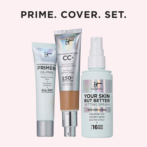 IT Cosmetics Your Skin but Better Makeup Primer+ - Extends Makeup Wear, Hydrates Skin, Refines the Look of Pores - with Glycerin, Bark Extract & Ginger Root Extract - Oil-Free Formula - 1 Fl Oz