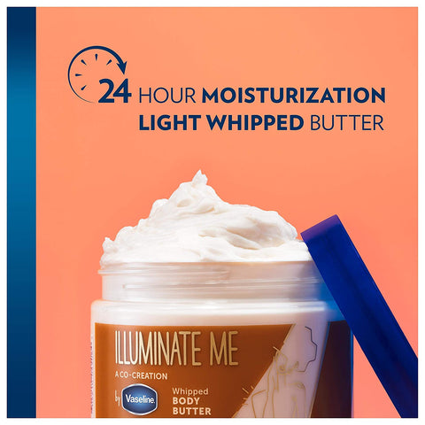 Vaseline Illuminate Me Shea Butter Whipped Body Butter for Melanin Rich Skin Provides 24 Hour Moisturization for Dry Skin 11 Oz