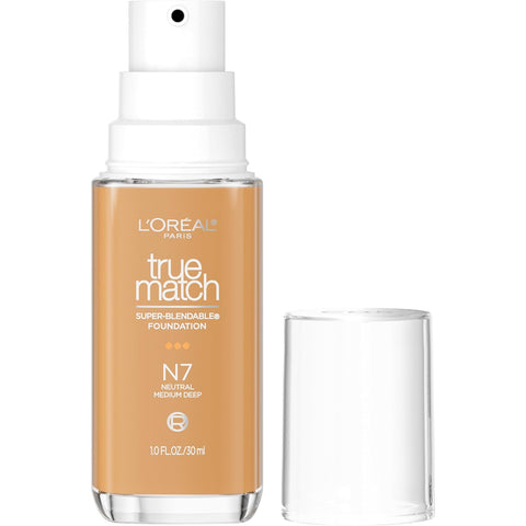 True Match Super-Blendable Foundation, Medium Coverage Liquid Foundation Makeup, N3, Light Medium, 1 Fl Oz