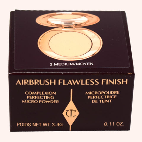 Charlotte Tilbury Mini Airbrush Flawless Finish Setting Pressed Compact Makeup Face Powder for Women - 2 Medium