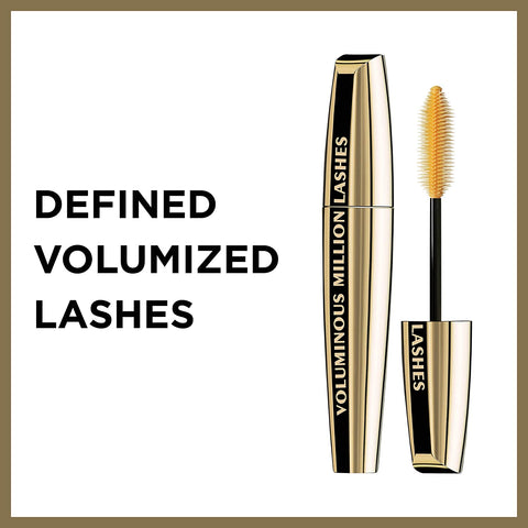 L’Oreal Paris Makeup Voluminous Million Lashes Mascara, Volumizing Collagen Infused Eye Makeup, Amplifying Mascara Brush, Washable, Black Brown, 0.3 Fl Oz., 1 Count