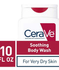 Cerave Soothing Body Wash for Dry Skin | Shower Oil for Sensitive, Dry, Itchy, and Eczema-Prone Skin | Fragrance Free & Paraben Free & Sulfate Free | 10 Oz