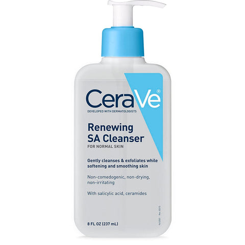 Cerave SA Cleanser | Salicylic Acid Cleanser with Hyaluronic Acid, Niacinamide & Ceramides| BHA Exfoliant for Face | Fragrance Free Non-Comedogenic | 16 Ounce