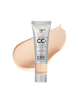 IT Cosmetics Your Skin but Better CC+ Cream Travel Size - Color Correcting Cream, Full-Coverage Foundation, Hydrating Serum & SPF 50+ Sunscreen - Natural Finish - 0.4 Fl Oz