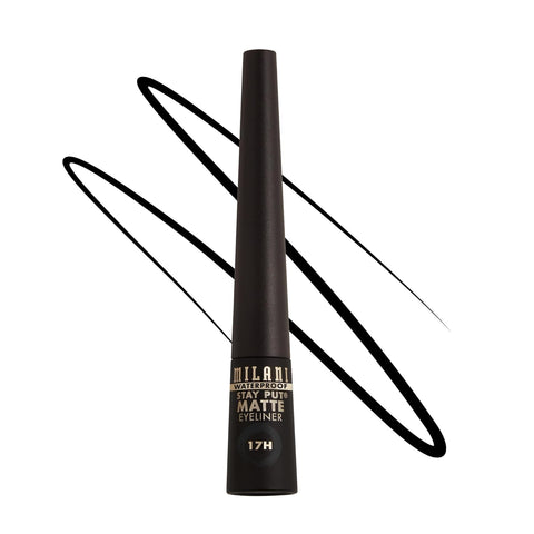 Milani Stay Put Matte Liquid Eyeliner - Black, Waterproof, 17H Wear, Cruelty-Free, Vegan, Smudgeproof, Long Lasting