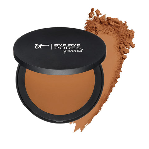 IT Cosmetics Bye Bye Pores Pressed Finishing Powder - Universal Shades - Contains Anti-Aging Peptides, Hydrolyzed Collagen & Antioxidants - 0.31 Oz