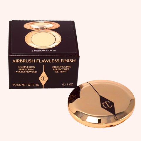 Charlotte Tilbury Mini Airbrush Flawless Finish Setting Pressed Compact Makeup Face Powder for Women - 2 Medium