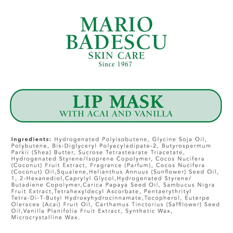 Mario Badescu Lip Mask, Overnight Lip Treatment Enriched with Skin Softening Coconut Oil and Hydrating Shea Butter