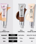 IT Cosmetics Your Skin but Better CC+ Cream Illumination - Color Correcting Cream, Full-Coverage Foundation, Hydrating Serum & SPF 50+ Sunscreen Radiant Finish 1.08 Fl Oz