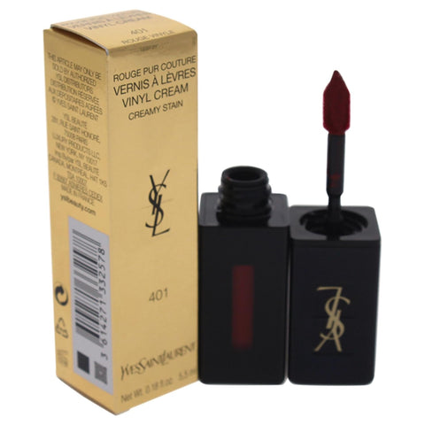 Yves Saint Laurent Vernis a Levres Vinyl Cream Lip Stain, 401 Rouge Vinyle, 0.18 Ounce