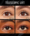 Telescopic Lift Mascara, Lengthening and Volumizing Eye Makeup, Lash Lift with up to 36HR Wear, Washable, Blackest Black, 0.33 Fl Oz