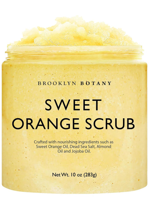 Brooklyn Botany Himalayan Salt Body Scrub - Moisturizing and Exfoliating Body, Face, Hand, Foot Scrub - Fights Stretch Marks, Fine Lines, Wrinkles - Great Gifts for Women & Men - 10 Oz