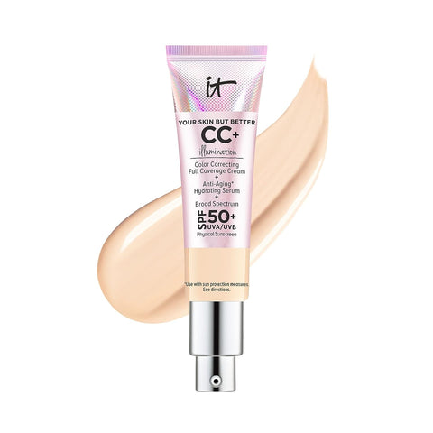 IT Cosmetics Your Skin but Better CC+ Cream Illumination - Color Correcting Cream, Full-Coverage Foundation, Hydrating Serum & SPF 50+ Sunscreen Radiant Finish 1.08 Fl Oz